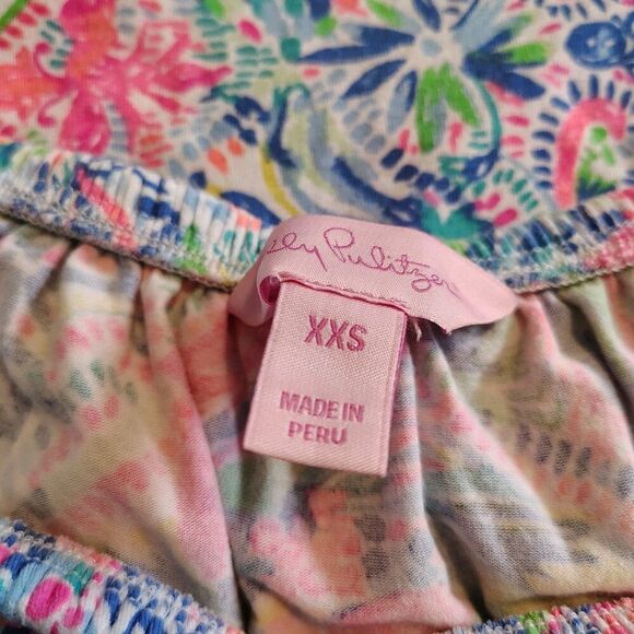 Lilly Pulitzer Off Shoulder Top Bright Colorful Vacation Resort Preppy Size XXS - Picture 10 of 10